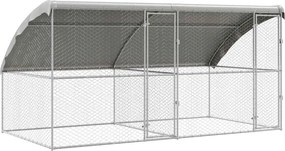 vidaXL Cușcă pentru câini 2 pcs Argintiu 4 x 2 x 2 m Oțel galvanizat