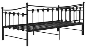 Cadru pat canapea extensibila, negru, 90x200 cm, metal Negru