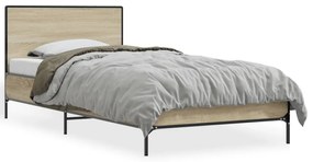 845558 vidaXL Cadru de pat, stejar sonoma, 75x190 cm, lemn prelucrat și metal
