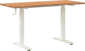 vidaXL Birou Alb și Maro Deschis 140 x 60 cm Lemn de stejar masiv