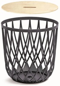Cos universal cu capac din lemn, 55 l, lemn natural / antracit