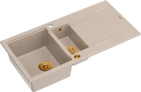 Chiuveta compozit incastrata Quadron Unique Evan 156 bej - cupru 100x50 cm
