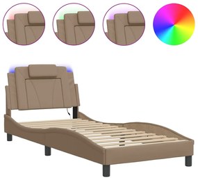 3213984 vidaXL Cadru de pat cu lumini LED cappuccino 80x200 cm piele ecologică