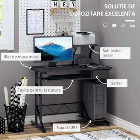 HomCom birou calculator, cu suport glisant,90x50x95 cm | AOSOM RO | Aosom Romania