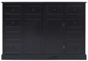 284178 vidaXL Dulap cu 10 sertare, negru, 113x30x79 cm, lemn