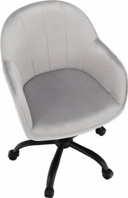 Scaun de birou, material textil din catifea gri deschis / negru, EROL