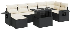 3326517 vidaXL Set mobilier de grădină cu perne, 8 piese, negru, poliratan