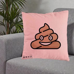 Perna Decorativa Emoji Poop Funny, 40x40 cm, Roz, Husa Detasabila, Perna Inclusa, BEKZ®