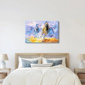 Tablou - Caii alergând, pictură în ulei (90x60 cm)