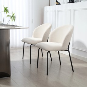 HOMCOM Set de 2 scaune de sufragerie din catifea canaletată, scaune de bucătărie cu picioare din oțel, 56x58x78cm, crem | Aosom Romania