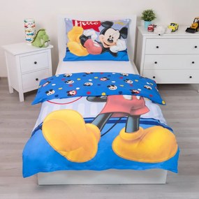 Lenjerie de pat pentru copii din bumbac pentru pat de o persoană 140x200 cm Mickey "Hello" – Jerry Fabrics