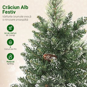 HOMCOM Pom de Crăciun Miniatural Pre-luminat 60 cm, Pom de Crăciun cu Zăpadă | Aosom Romania