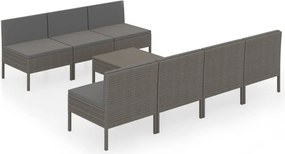 vidaXL Set mobilier de grădină cu perne, 8 piese, gri, poliratan