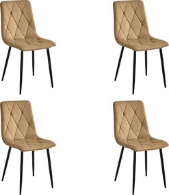 Scaun de dining din catifea maro LIBRA cu picioare negre