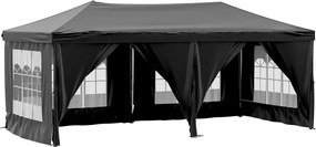 vidaXL Cort pliabil pentru petrecere, pereți laterali, negru, 3x6 m