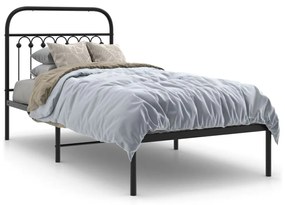 376593 vidaXL Cadru pat metalic cu tăblie, negru, 90x200 cm