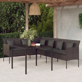 362338 vidaXL Set mobilier de grădină cu perne, 2 piese, negru, poliratan
