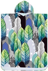 Poncho prosop de plaja FEATHER verde-albastru 80x145 cm