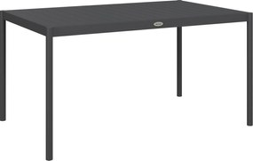 Outsunny Masă de Grădină cu Lamele, Dimensiuni 145x90 cm, Masă de Dining pentru 6 Persoane, Rectangulară, din Aluminiu și Oțel, pentru Curte, Terasă, Balcon și Exterior, Gri Închis | Aosom Romania