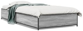 845119 vidaXL Cadru de pat, gri sonoma, 90x190 cm, lemn prelucrat și metal