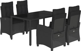 vidaXL Set mobilier de grădină cu perne, 5 piese, negru, poliratan