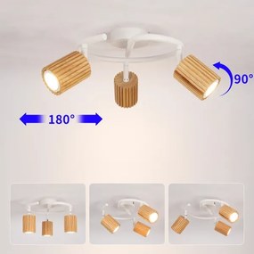 Brilagi - Spot modern MODERN WOOD 3xGU10/8W/230V lemn de cauciuc/alb