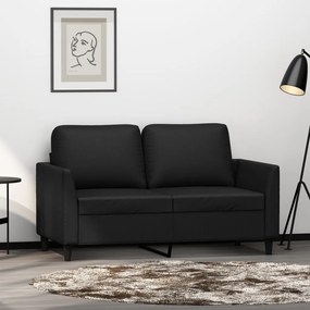 Canapea cu 2 locuri, negru, 120 cm, piele ecologica Negru, 140 x 77 x 80 cm