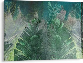 Tablou - Textura de beton cu frunze (70x50 cm)