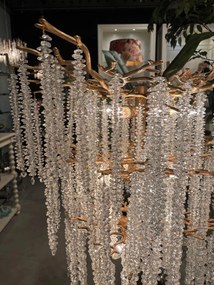 Lampă de masă din metal, auriu, cu cristale din sticlă, 105 x 71 cm, „Cascade”