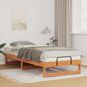 vidaXL Cadru de pat cu mâneri de transport Maro 80 x 220 cm