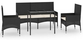 319504 vidaXL Set mobilier relaxare grădină 4 piese cu perne poliratan negru