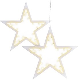 Set de stele, 2 bucăți, 20 LED-uri, alb cald