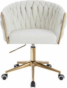 HR750K Scaun Crem Boucle cu Bază Aurie