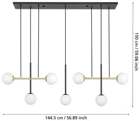 Lustră pe cablu Eglo 390178 PAZ 7xE14/40W/230V auriu/negru