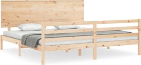 vidaXL Cadru pat cu tăblie 200x200 cm, lemn masiv de pin