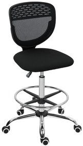 Vinsetto Scaun de birou ergonomic din plasă, scaun de desen, înălțime și suport pentru picioare reglabile, 59 x 59 x 106-126 cm, negru | Aosom Romania