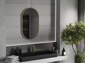 Mexen Loft oglindă de baie ovală 85 x 50 cm, ramă aurie periată - 9851-085-050-000-50