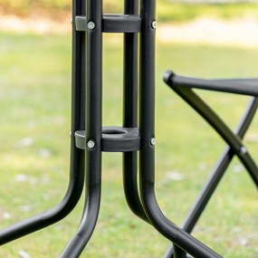 Set de Gradina din 3 Piese din Metal Outsunny, Salon in aer liber cu 2 Scaune Pliante si Masuta pentru Terasa si Bistro, Negru