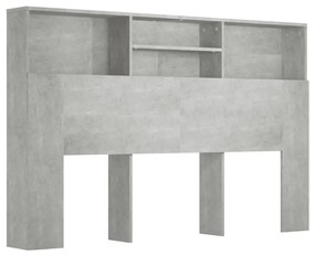 811875 vidaXL Tăblie de pat cu dulap, gri beton, 160x19x103,5 cm