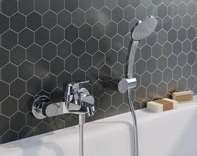 Set baterie cada cu dus, cu baterie, para si furtun, crom lucios, Ideal Standard CeraFlex