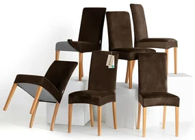 Restilo Husă pentru scaun Sento maro închis, 48 x48 x 58 + 10 cm, set de 6 bucăți