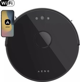 Aspirator robot Aeno RC3S ARC0003S, Smart, Wi-Fi, 3000 mAh, 2500Pa, 150 m2, Comenzi vocale, Curatare uscata si umeda, Mapare, Negru