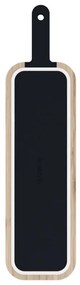Tocator alimente cu cutit integrat Trebonn Artu Salami 1122100, 43x11 cm, Lama 18 cm, Bambus, Otel japonez, Negru
