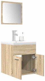vidaXL Set mobilier de baie, 3 piese, stejar sonoma, lemn prelucrat
