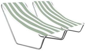 Set de 2 sezlonguri de plaja pliabile SAND, dungi verde deschis