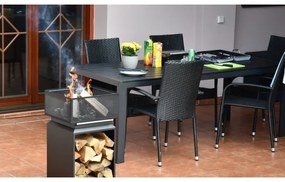 Vatră portabilă pentru lemne cu grătar neagră