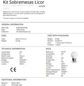 Kit iluminat / Lampa de masa decorativa Licor alba