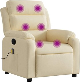 vidaXL Fotoliu rabatabil de masaj, crem, material textil
