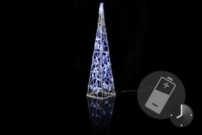 Decor de Crăciun piramidă acrilică 60 cm-alb rece,pe baterie