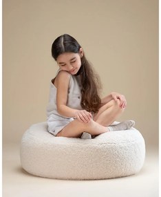 Fotoliu puf pentru copii crem cu tapițerie din țesătură bouclé Round – Wigiwama